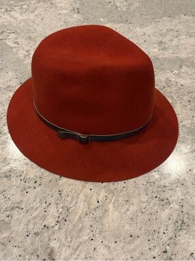 Eugenia Kim Genie Rust Brown Wool Fedora with Leather Band